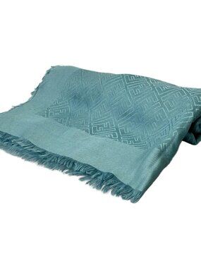 FENDI Zucca FXT924 Light Blue Silk Wool Scarf